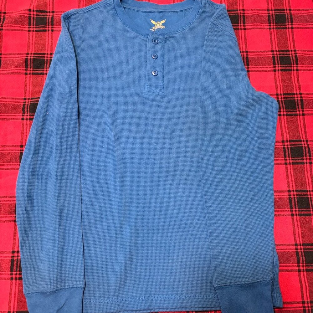 #2 blue thermal shirt -small (34-36)-faded glory-men's